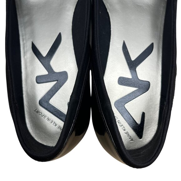 Anne Klein Sport Women’s Black Patent Leather Bow Slip-On Wedge Pumps Size 8.5M - Picture 6 of 10